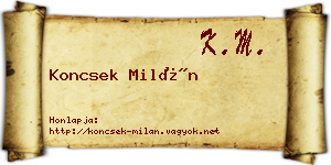 Koncsek Milán névjegykártya
