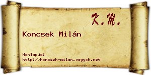 Koncsek Milán névjegykártya